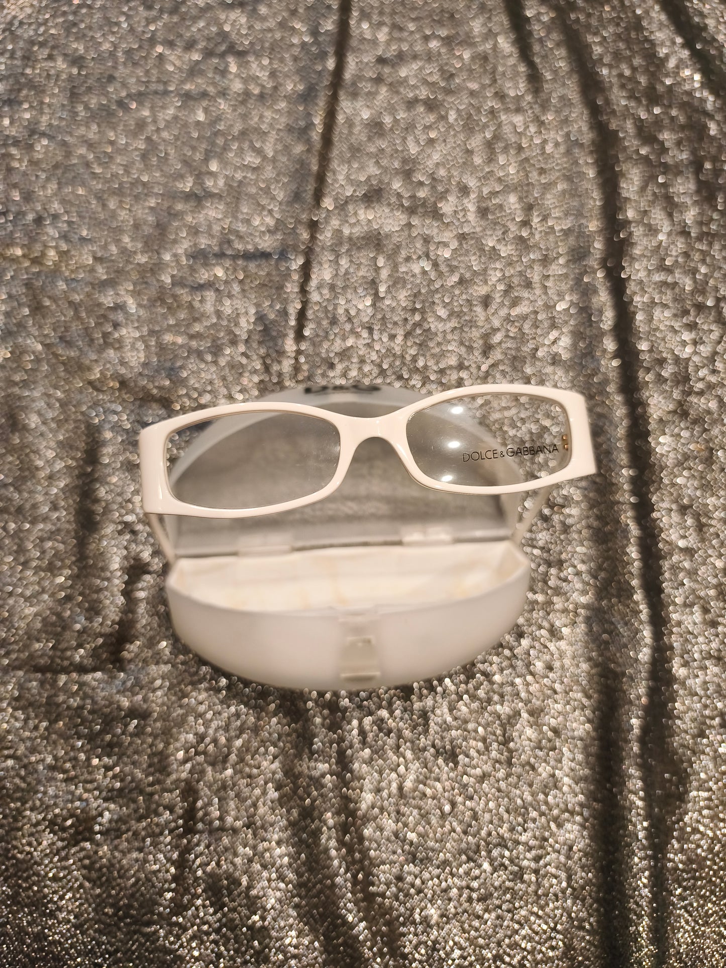 Dolce & Gabbana White Eyeglass Frames Vintage 2000s DG 850 Italy Eyeglasses Case