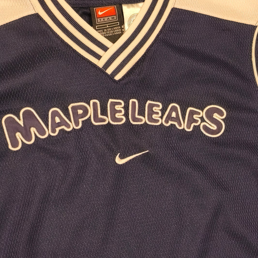 Vintage Nike Team Toronto Maple Leafs NHL Mesh Jersey Youth L (16/18) Blue Shirt