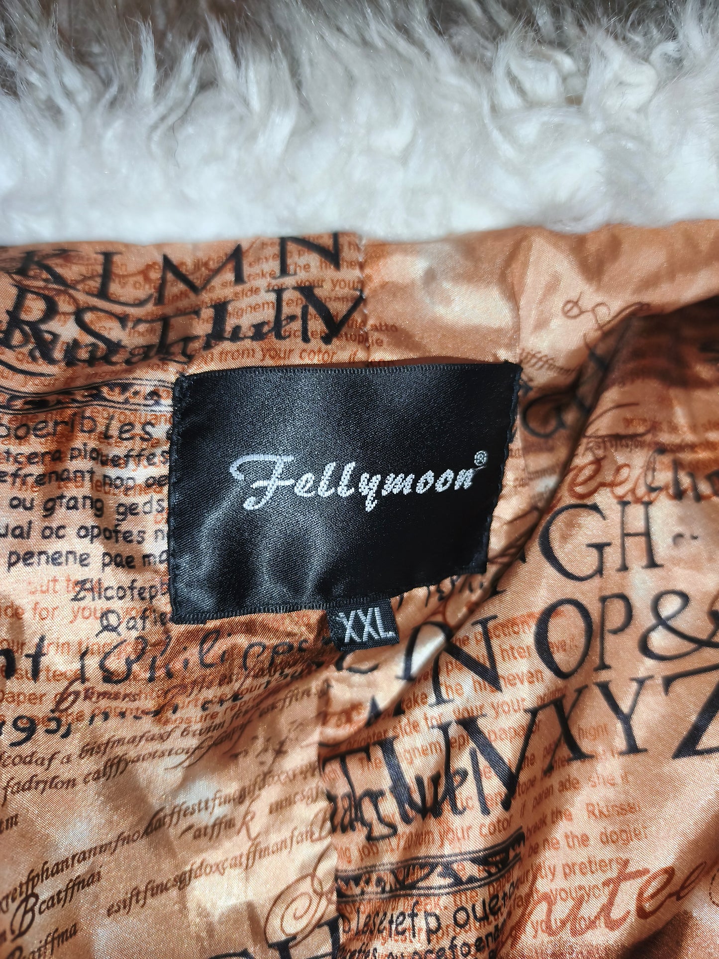 Vintage Fellymoon Tiered Faux Fur Hooded Vest - Alphabet Satin Lining (Size XXL)