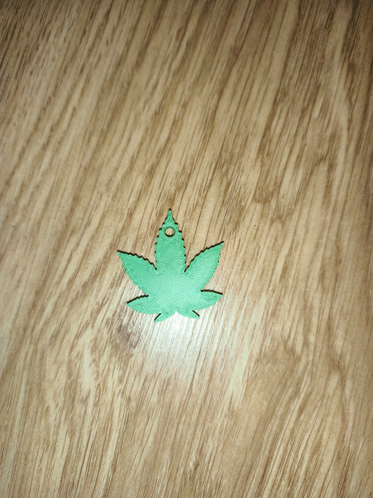 3D Printed Cannabis Leaf Keychain Charm (Green) – Charm Only / No Ring