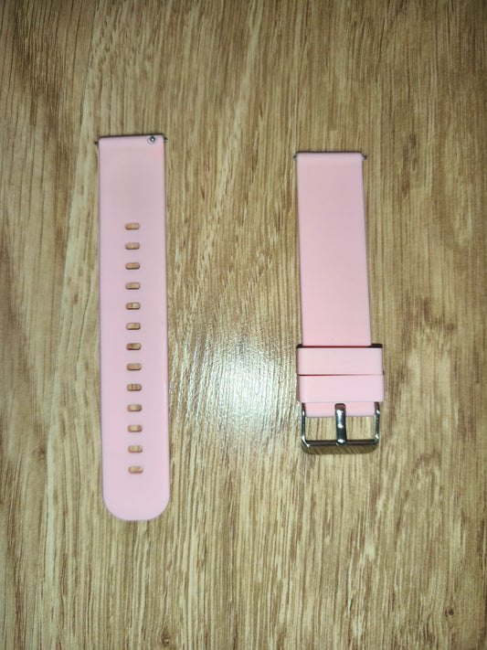 Universal Quick-Release Silicone Watch Strap / Band – Light Pink (Silver Buckle)
