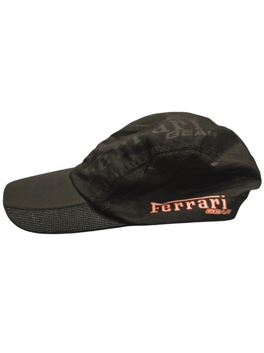 Official Ferrari Gear Racing Cap Hat Black Mesh Technical 5-Panel Adjustable F1