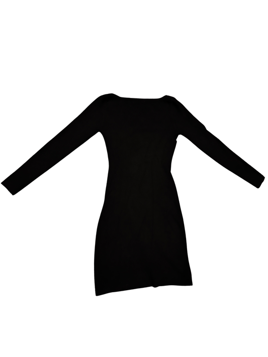 Rosy Days Black Bodycon Mini Dress Rhinestone Vogue Logo Crystal Zip Size TU