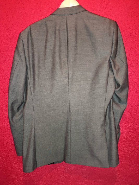 Dressmann Men's Grey Structured Two-Button Suit Blazer Jacket (Size EU 50 Regular)
