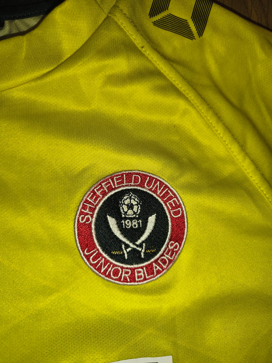 Sheffield United Junior Blades Vintage Football Shirt Jersey – Yellow/Green Stanno Size S #4