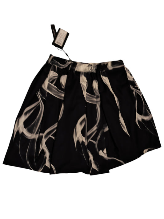 Y.A.S Dark Smokey Skirt Black White Abstract Print Pleated Mini Skirt Size EU 40