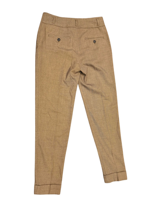 NWT Zara Basic Collection Tan Tapered Trousers Pants Pleated Cuffed XS 24