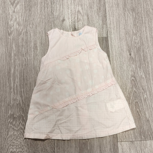 Chicco Baby Girl Dress 62 6M Pink Patchwork Dot Sleeveless Button