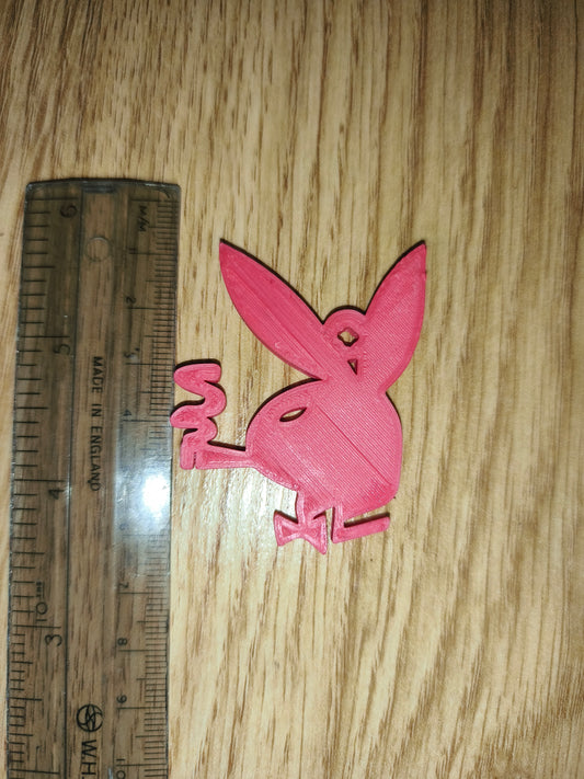 3D Printed Pink Playboy Bunny Parody Keychain Charm (Charm Only, No Ring)