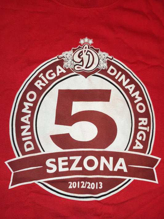 Vintage Dinamo Riga KHL 5th Season (2012/2013) Fan T-Shirt – Red (Size XXL)