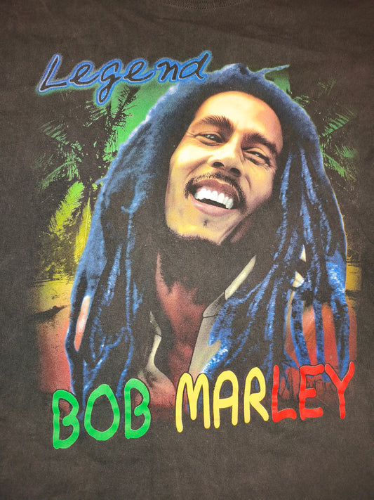 Bob Marley Legend T Shirt L Black Graphic Reggae Band Tee 80s 90s Style Retro