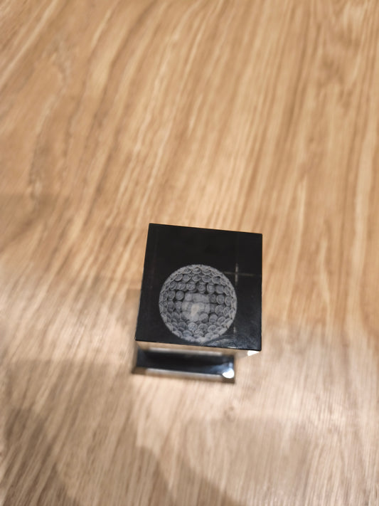 Vintage 3D Laser Etched Crystal Golf Trophy – Caudwell Children Celebrity Golf Classic 2016 1st Place Team Award
