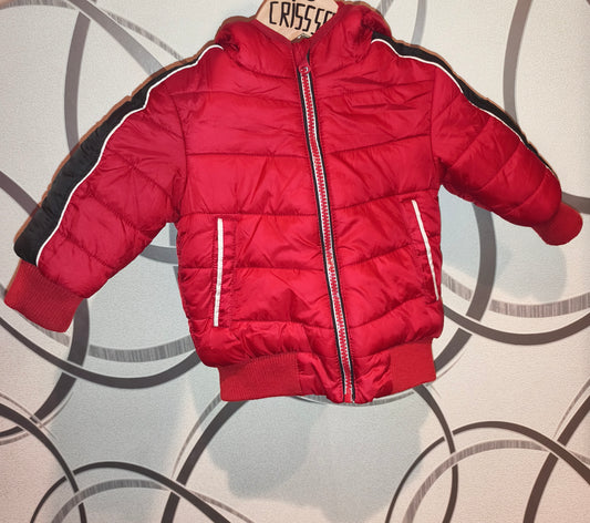 Minoti Baby Boys Red Hooded Puffer Jacket – Size 9-12 Months / 74-80 cm