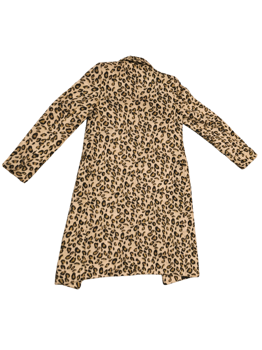 Primark Leopard Print Faux Fur Coat Women’s Size 6 Zip Pockets Longline Jacket