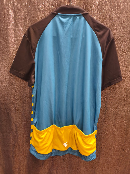 Crivit Sports Cycling Top Men's Large Blue Full Zip Short Sleeve Biker Jersey NWT