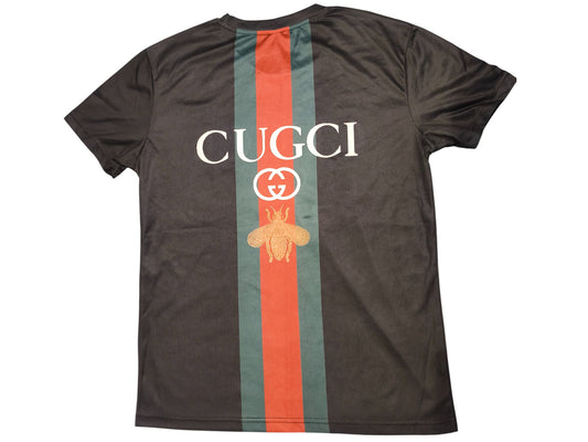 Men’s CUGCY Graphic T-Shirt - Black with Stripe & Bee Detail - Size 2XL