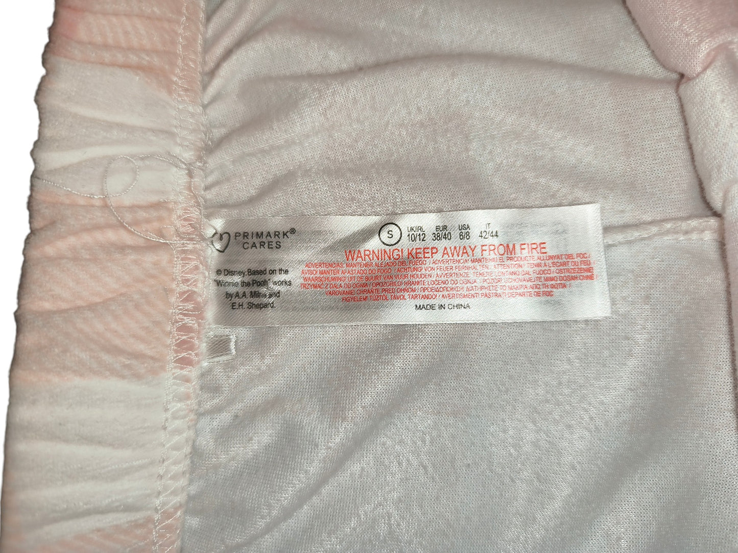 Primark Disney Winnie The Pooh Pajama Pants Pink Gingham Check Bottoms Size S