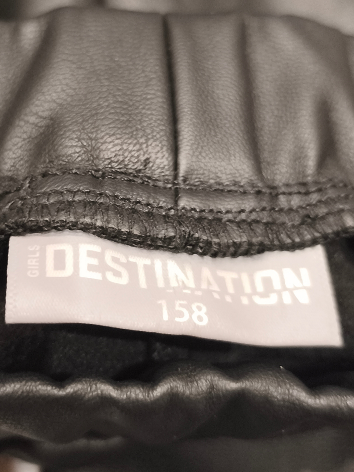 DESTINATION Girls Faux Leather Leggings Black Size 158 Split Hem Slim Fit