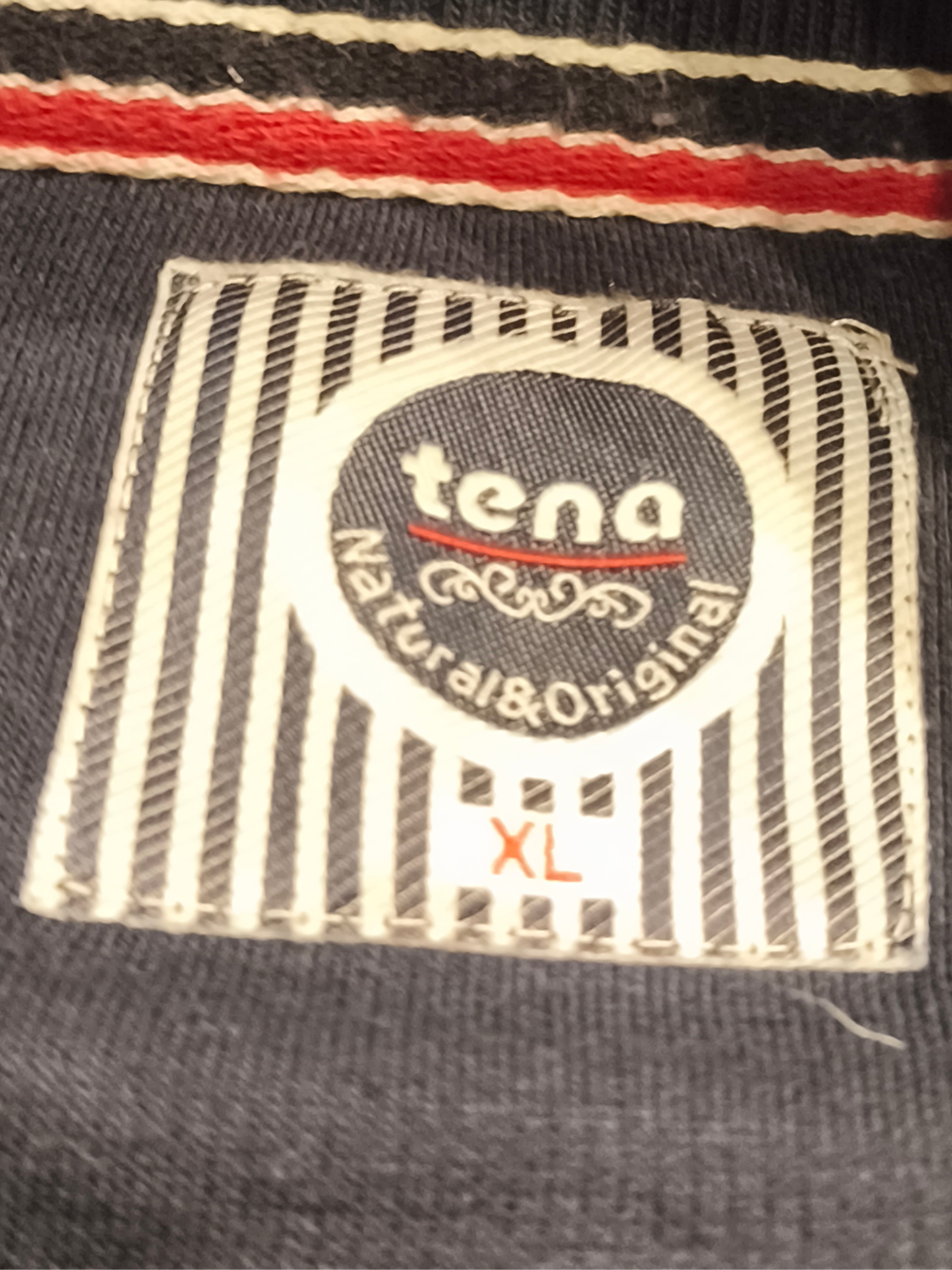 Tena Natural & Original Men’s XL Navy Blue Shawl Collar Pullover Sweatshirt Cres