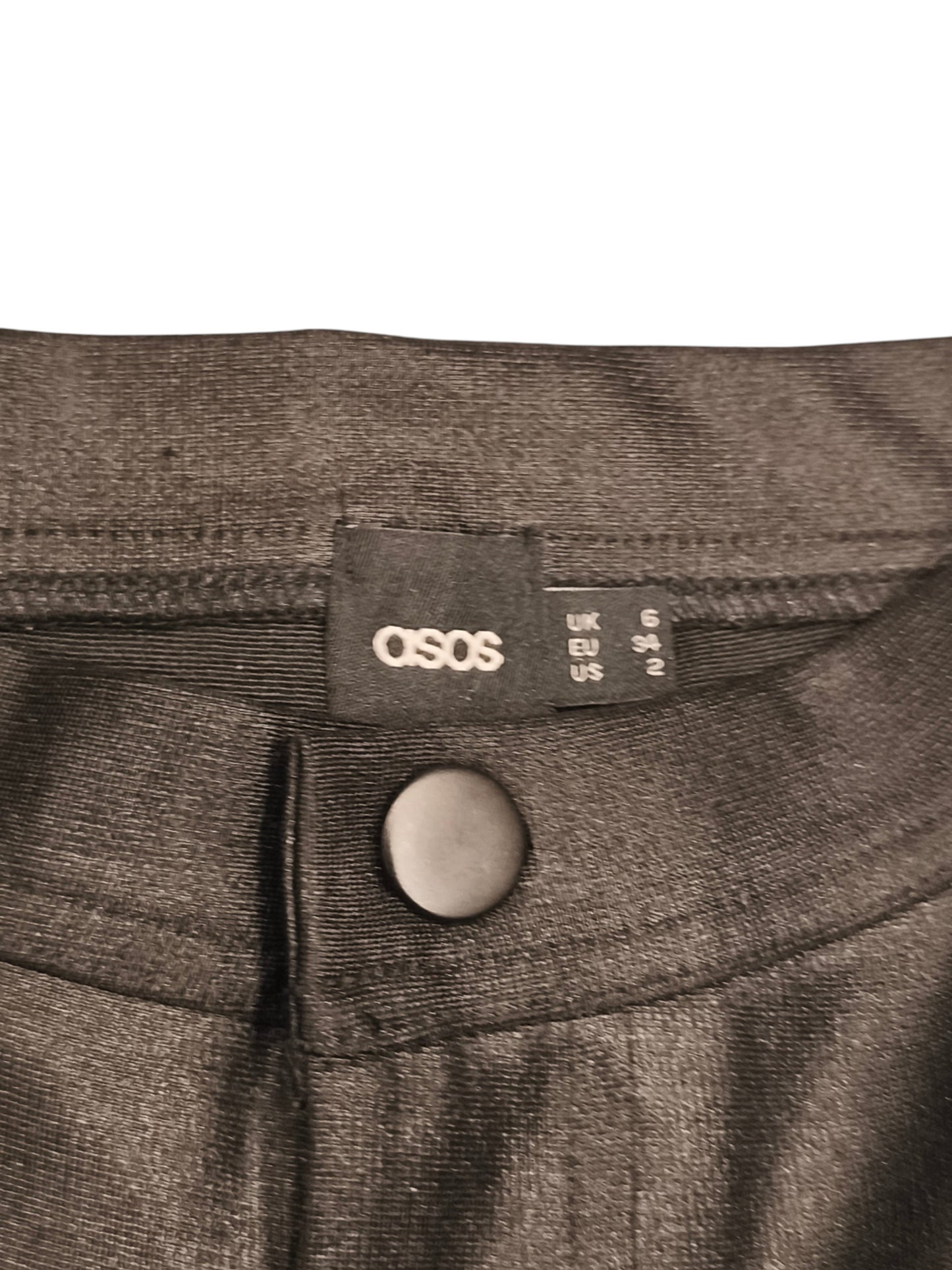ASOS Coated Skinny Jeans UK 6 Leather Look High Waisted Black