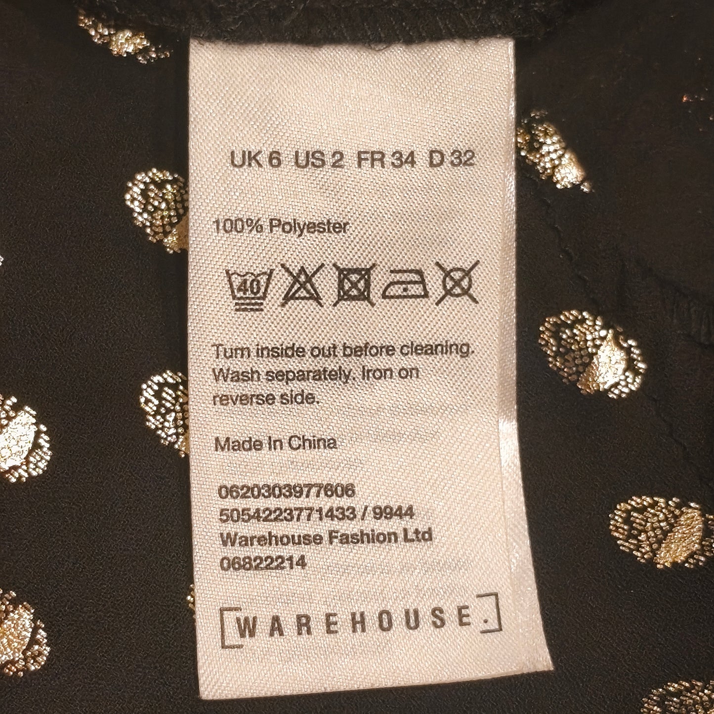 Warehouse Black Gold Metallic Polka Dot Long Sleeve Ruffle Mini Dress UK 6 US 2Warehouse Black Gold Metallic Polka Dot Long Sleeve Ruffle Mini Dress UK 6 US 2
