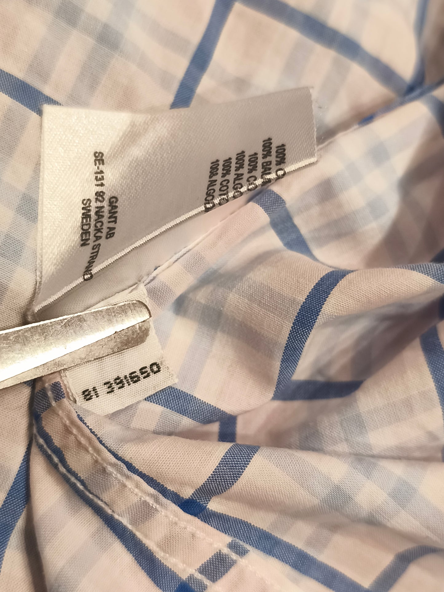 GANT Alassio Poplin Shirt Men's 2XL Regular Fit Blue Pink Plaid Long Sleeve