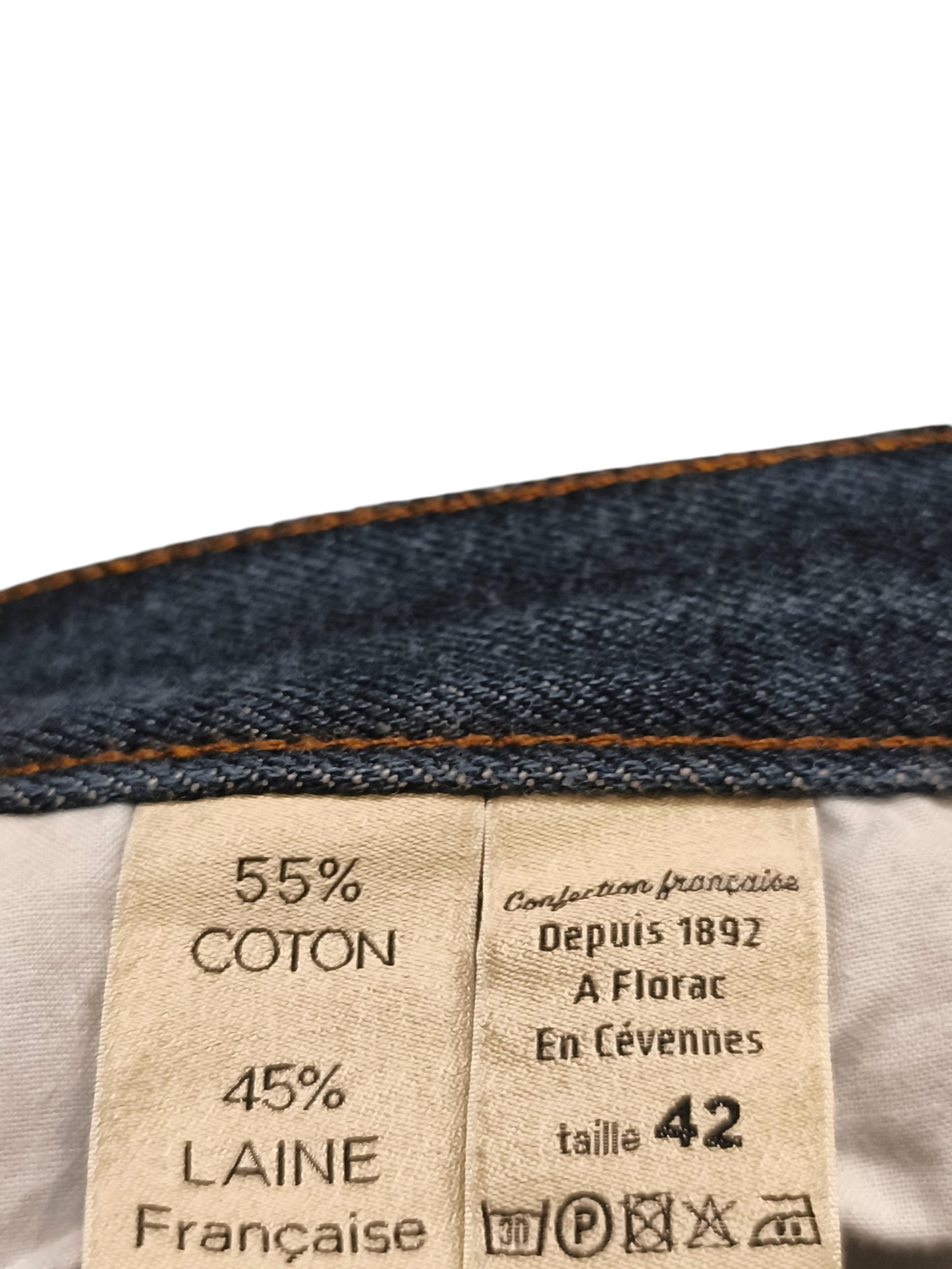 Atelier Tuffery France Raw Denim Jeans - 45% French Wool Blend - Size 42 (US 32)