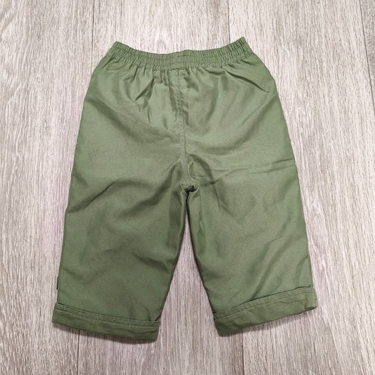 George Baby Green Elastic Waist Trousers Pants Piping Trim 6-9 Months