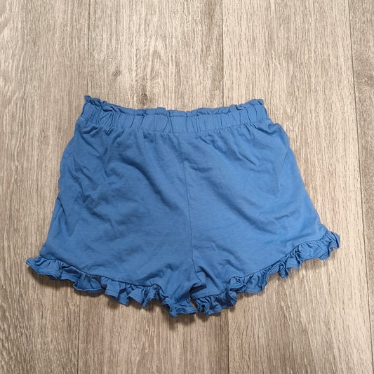Tu Girls Blue Ruffle Hem Shorts Age 9 134 cm 100% Cotton Elastic Waist Pockets