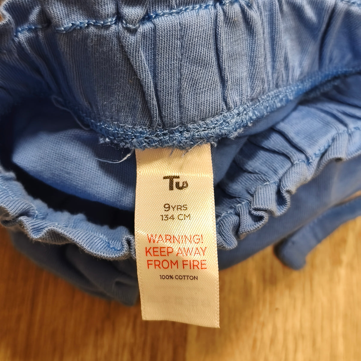 Tu Girls Blue Ruffle Hem Shorts Age 9 134 cm 100% Cotton Elastic Waist Pockets