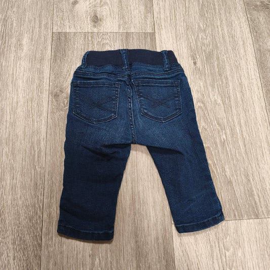 Baby Gap Baby Jeans Pull On Elastic Waist Dark Wash Blue Denim Pants 3-6 Months