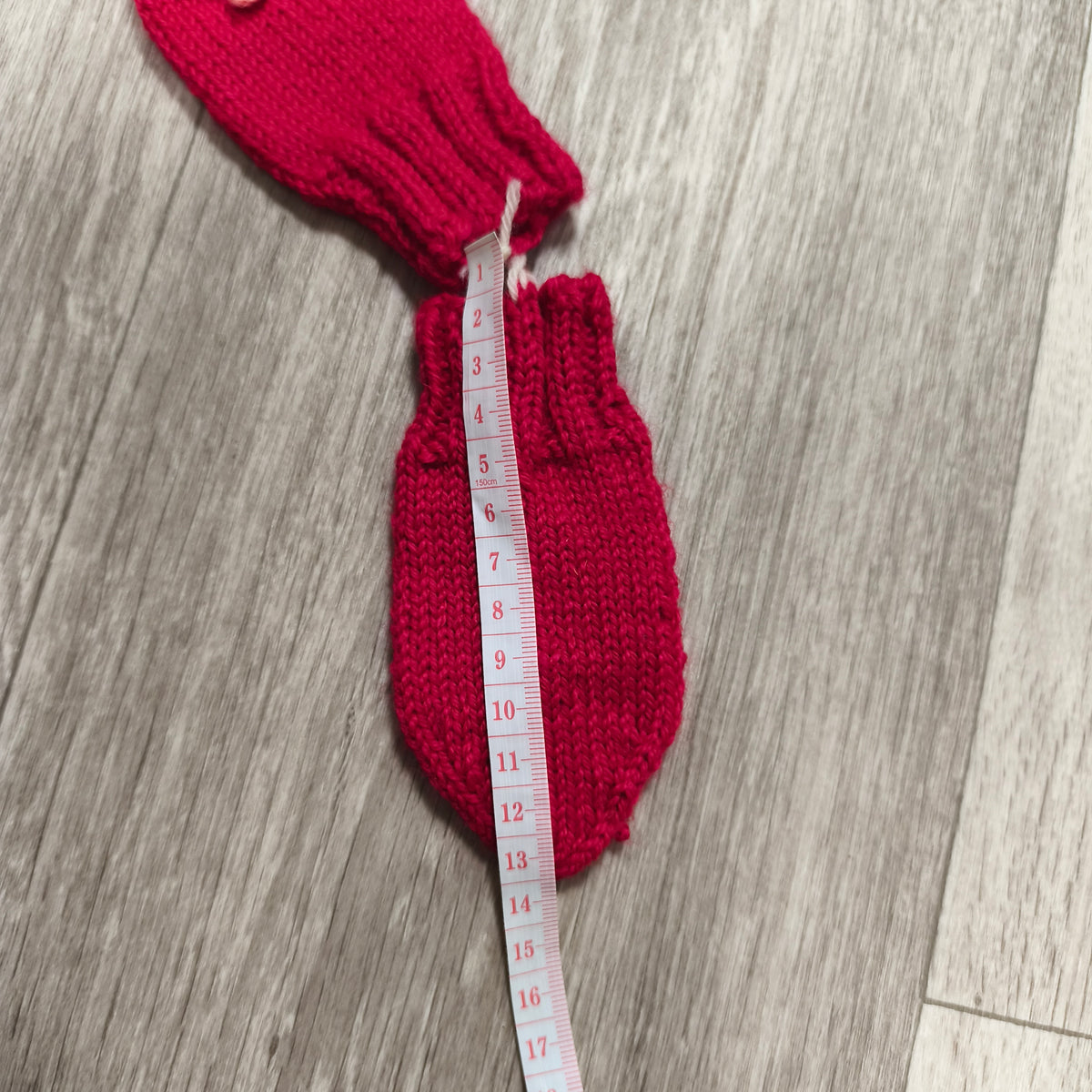 Handmade Baby Mittens Red Knit Crochet Flower Newborn Toddler Winter Gloves