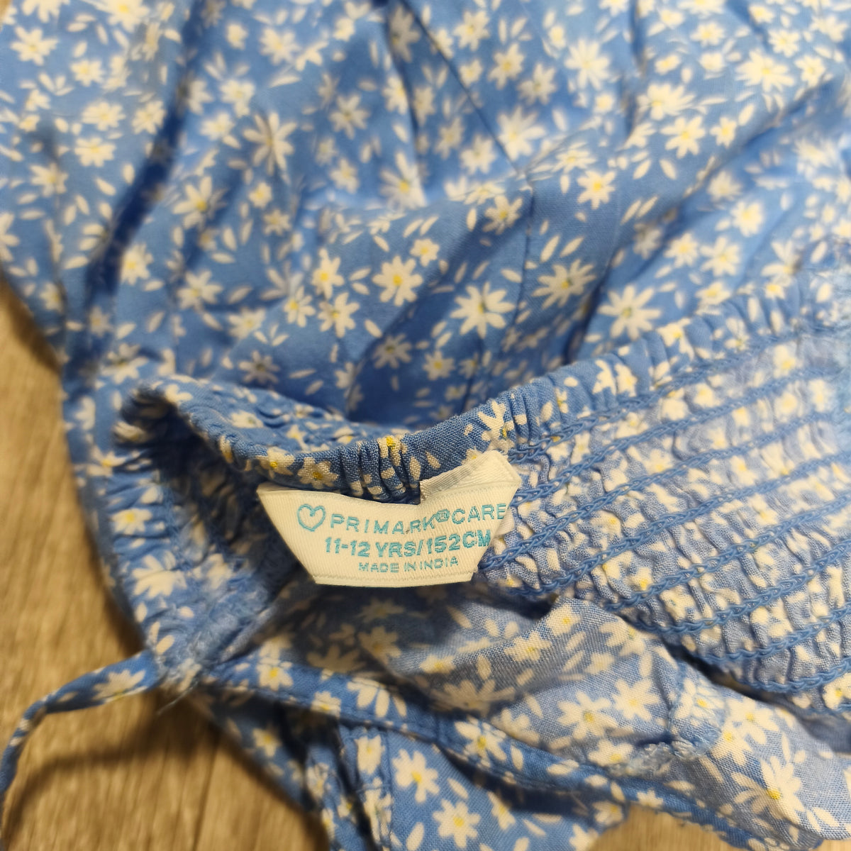 Primark Girls Blue Daisy Floral Cami Dress 11-12 Yrs 152cm Smocked Back