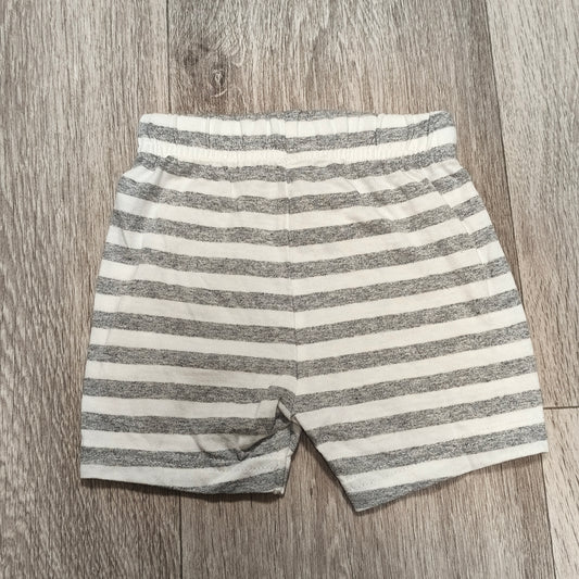 Nutmeg Baby Shorts 3-6 Months 68cm Grey White Striped 100% Cotton