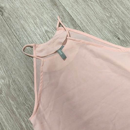 ASOS Halter Neck Tank Top Blush Pink Lace Hem Womens Size UK 8 US 4