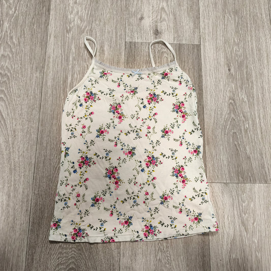 Next Girls Floral Cami Vest Top 11-12 Years 152cm White Cotton Spaghetti Strap