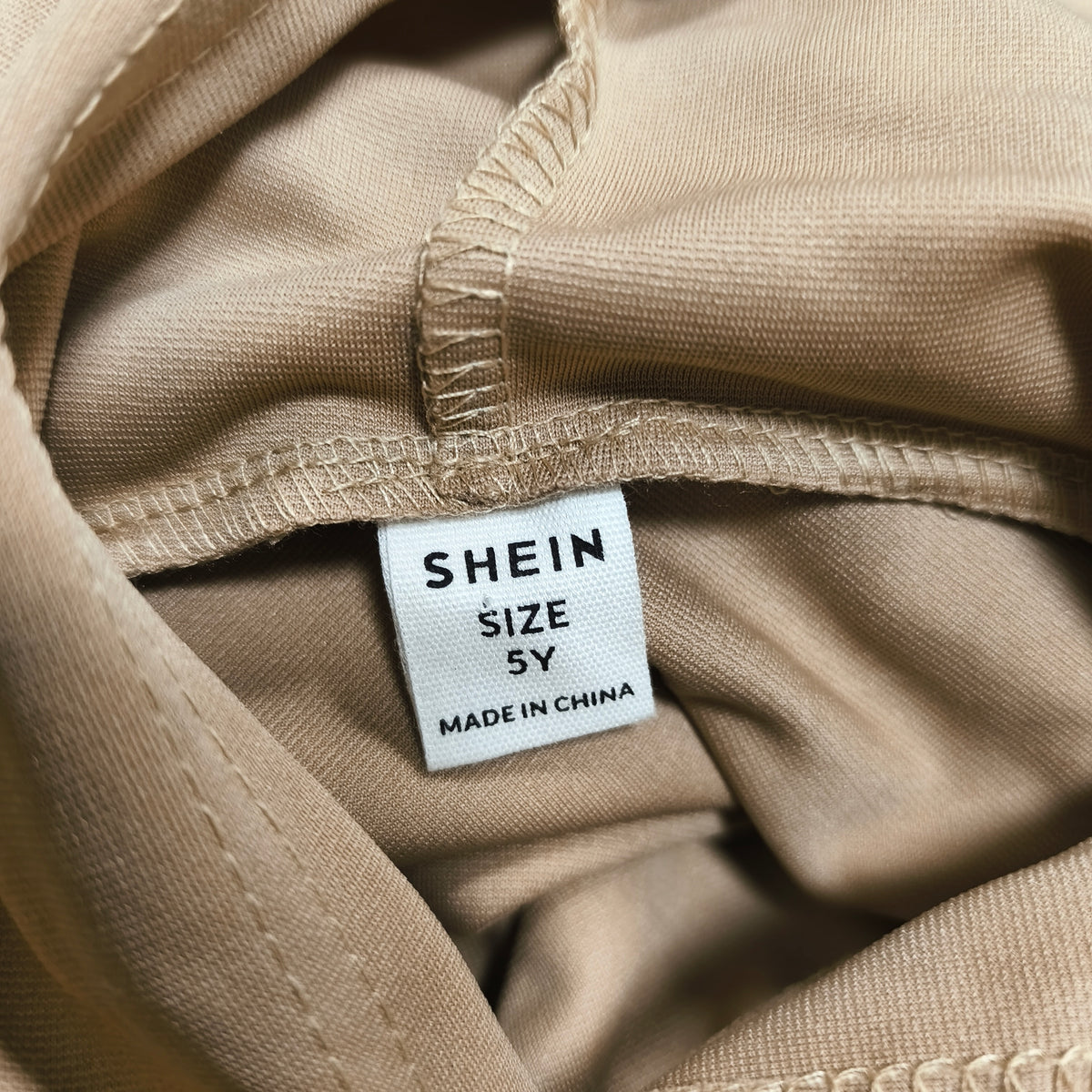 SHEIN Kids Beige Solid Pullover Hoodie Long Sleeve Size 5Y