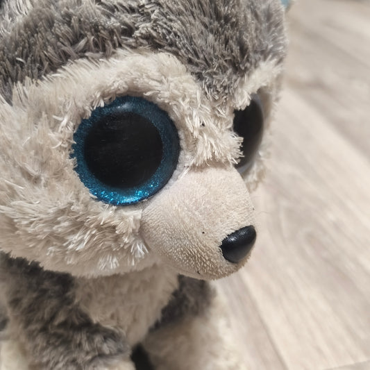 Ty Beanie Boos Slush Husky Dog Plush 6" Blue Glitter Eyes Stuffed Animal Toy