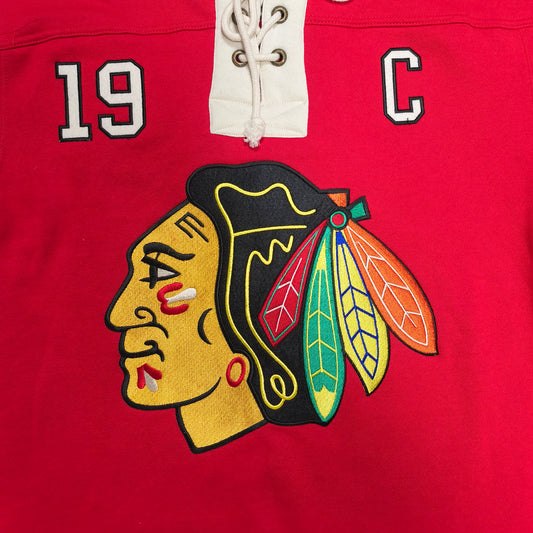Old Time Hockey Chicago Blackhawks Jonathan Toews #19 Lace Up Hoodie Mens Small