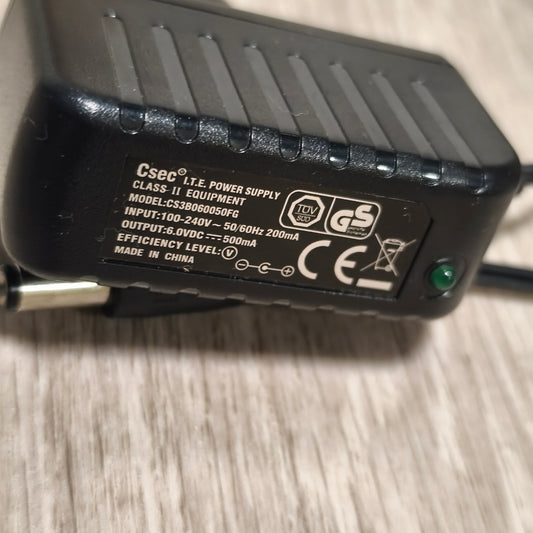 Csec CS6D060035FG AC DC Power Supply Adapter 6.0V 350mA Charger Untested