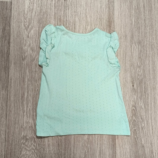 George Girls Mint Green Ruffle Sleeve Pointelle Top Shirt Size 5-6 Years 110-116