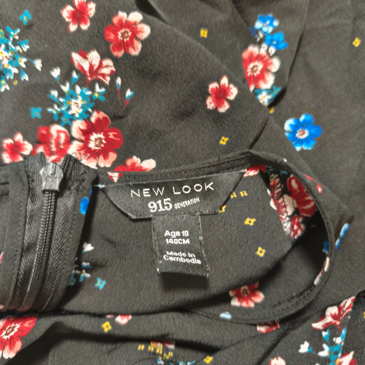 New Look 915 Girls Black Floral Playsuit Dress Age 10 140cm Short Sleeve