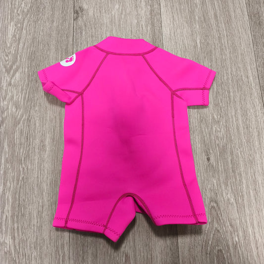 Two Bare Feet Kids Shorty Wetsuit Pink Neoprene Swimsuit Short Sleeve Front Zip
