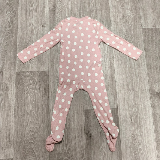 Baby Tu Pink Polka Dot Sleepsuit 18-24 Months Organic Cotton Ribbed Footed Zip