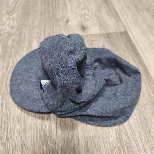 Tu Baby Sun Hat 6-12 Months Blue Sailboat Neck Flap Legionnaire Cap 47cm