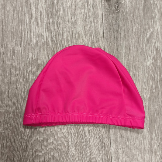 Hot Pink Fabric Swim Cap Stretch Elastic Pool Swimming Hat Fair Condition