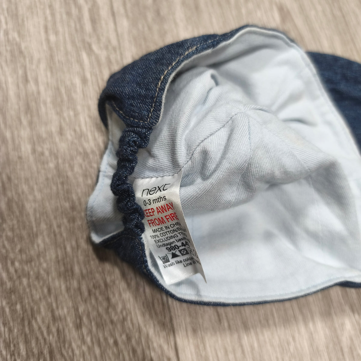Next Baby Blue Denim Flat Cap Newsboy Baker Boy Hat 0-3 Months Cotton