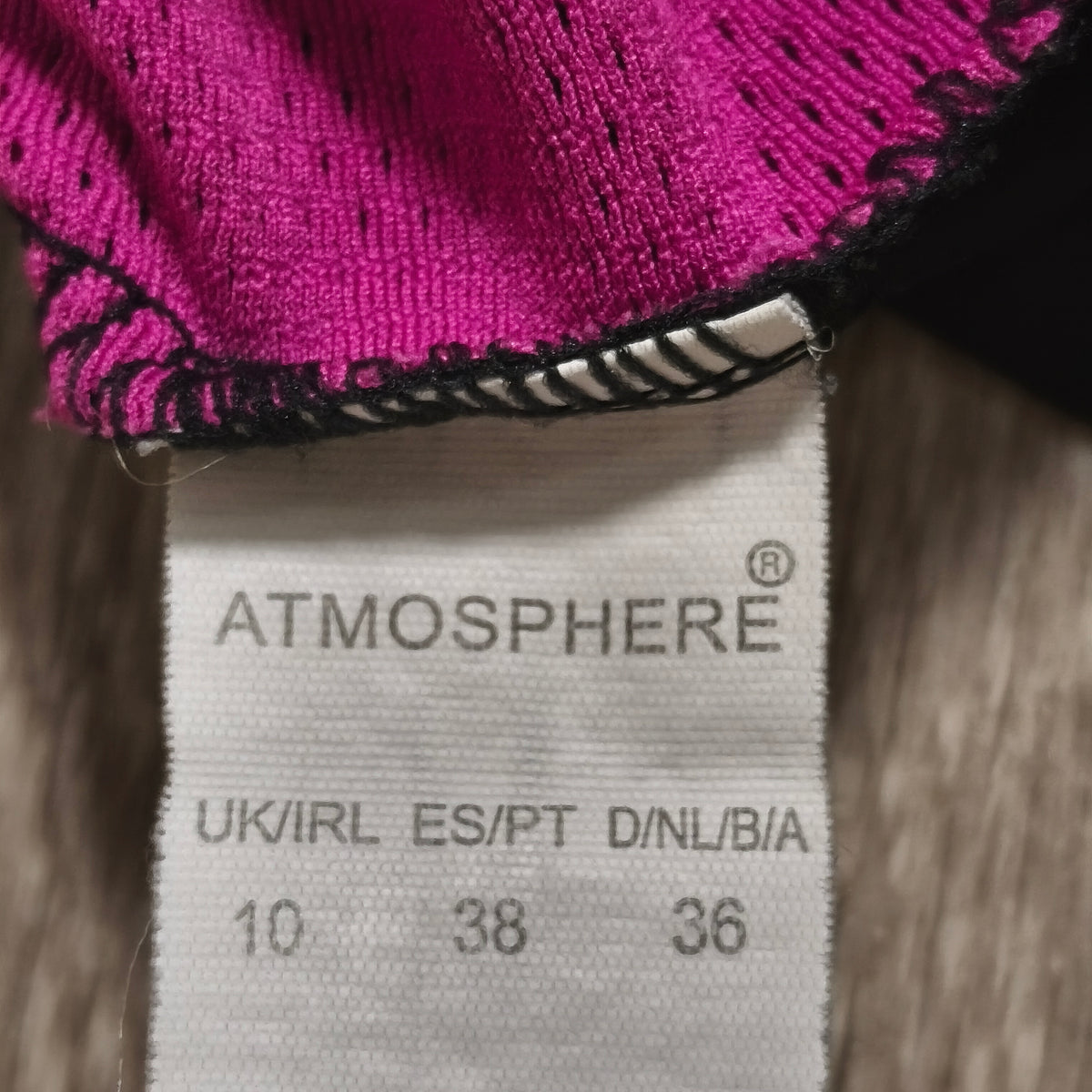 Atmosphere Womens Running T-Shirt Top Black Pink Mesh Workout Gym Size UK 10