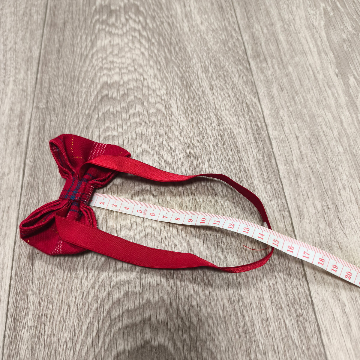 Red Plaid Tartan Bow Tie Pre-Tied Elastic Neck Band Holiday Festive Accessory