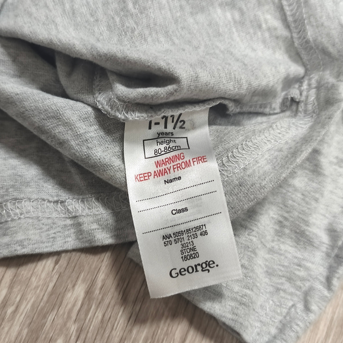 George Baby Boys Grey Long Sleeve Dinosaur T-Shirt Size 1-1.5 Years 80-86 cm